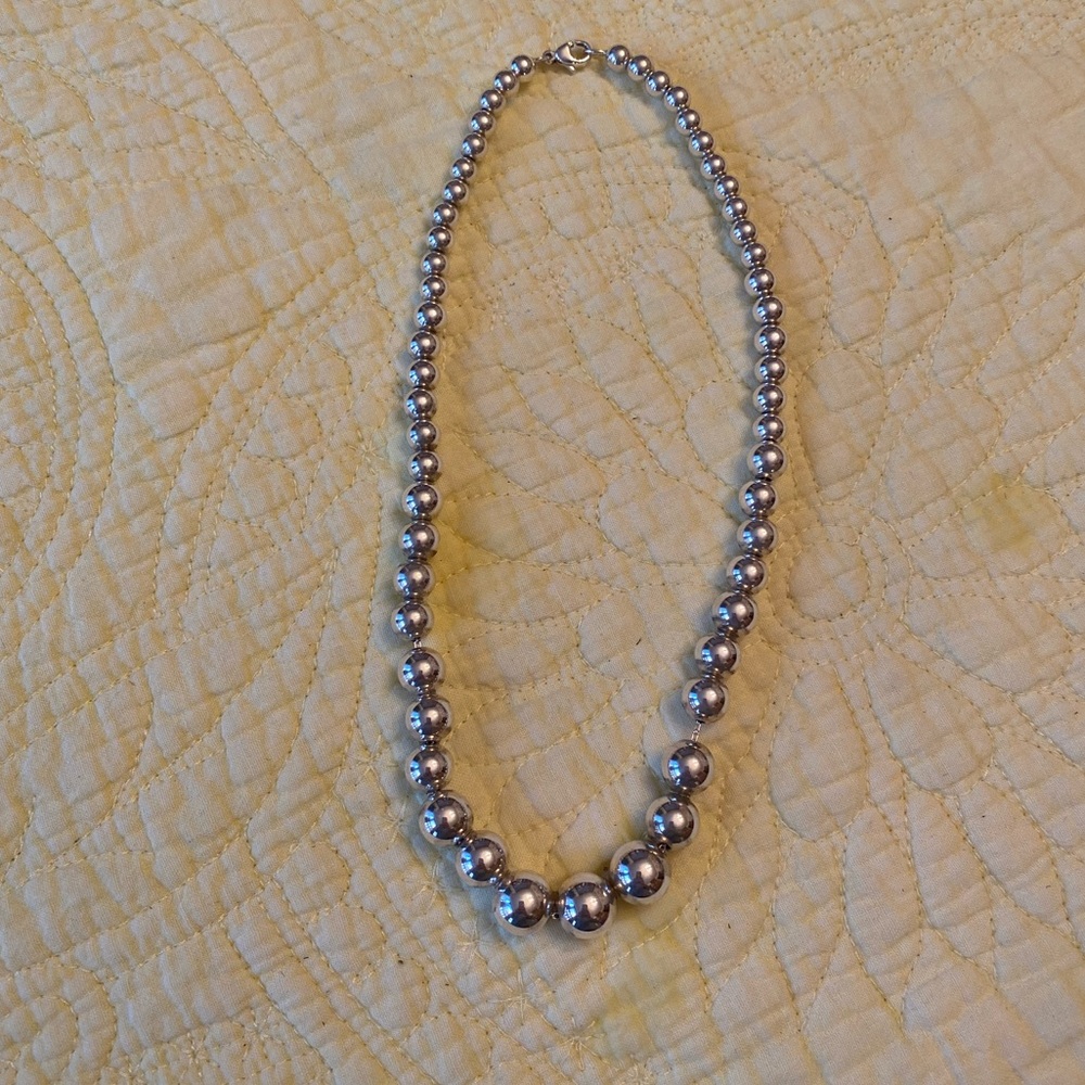 Tiffany & Co Sterling Silver Graduated Bead Necklace